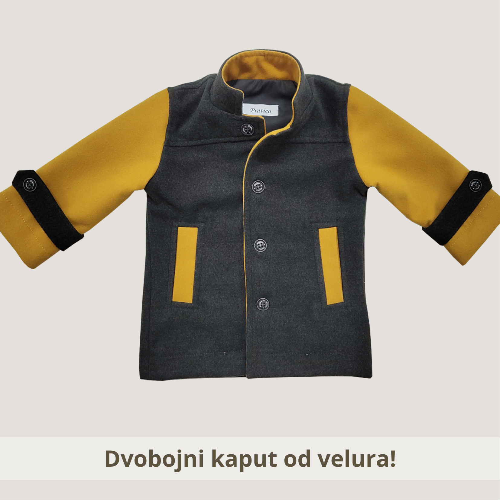 Oker/sivi kaput za male dečake